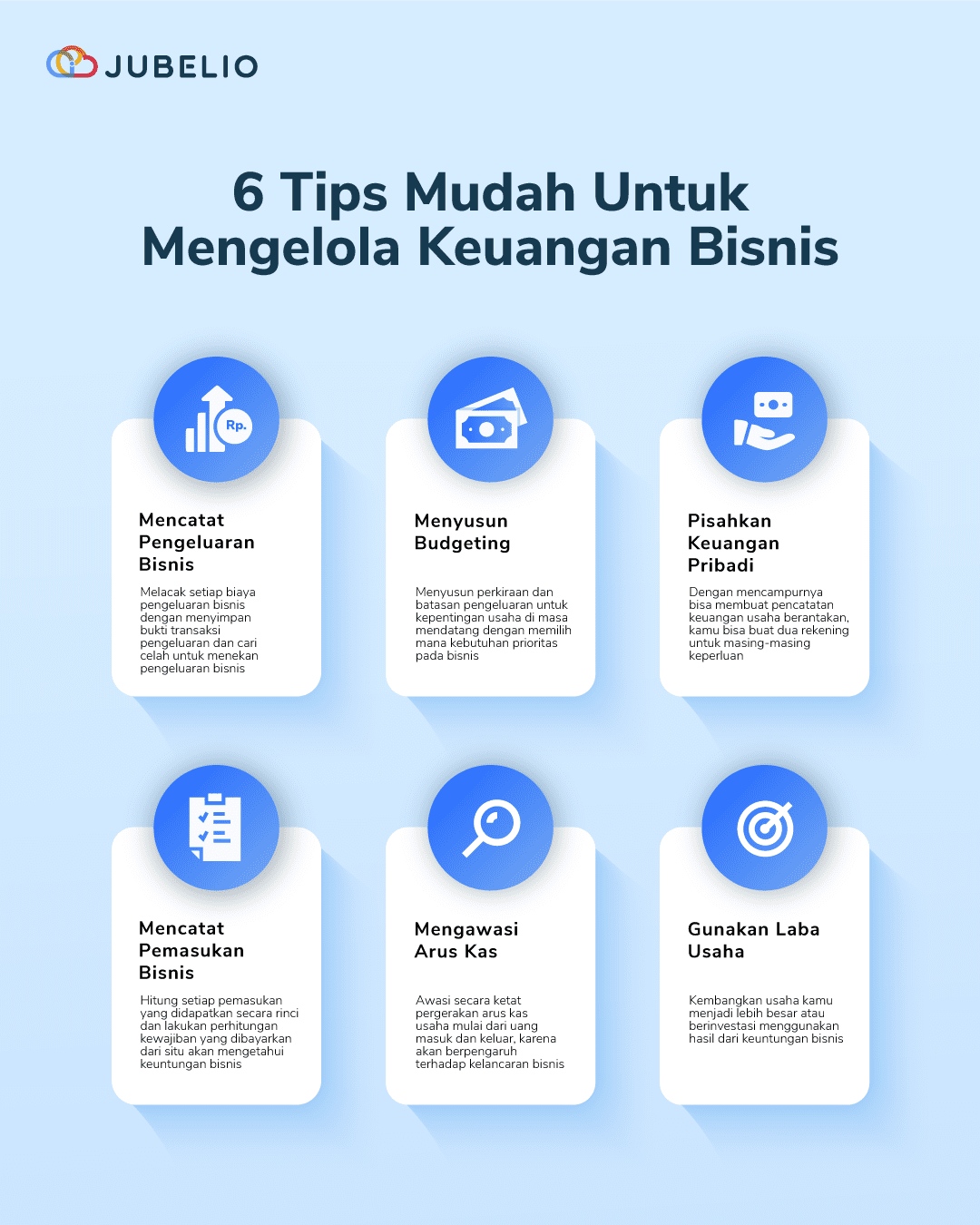 Infografik tips mengelola keuangan usaha dan bisnis dagang