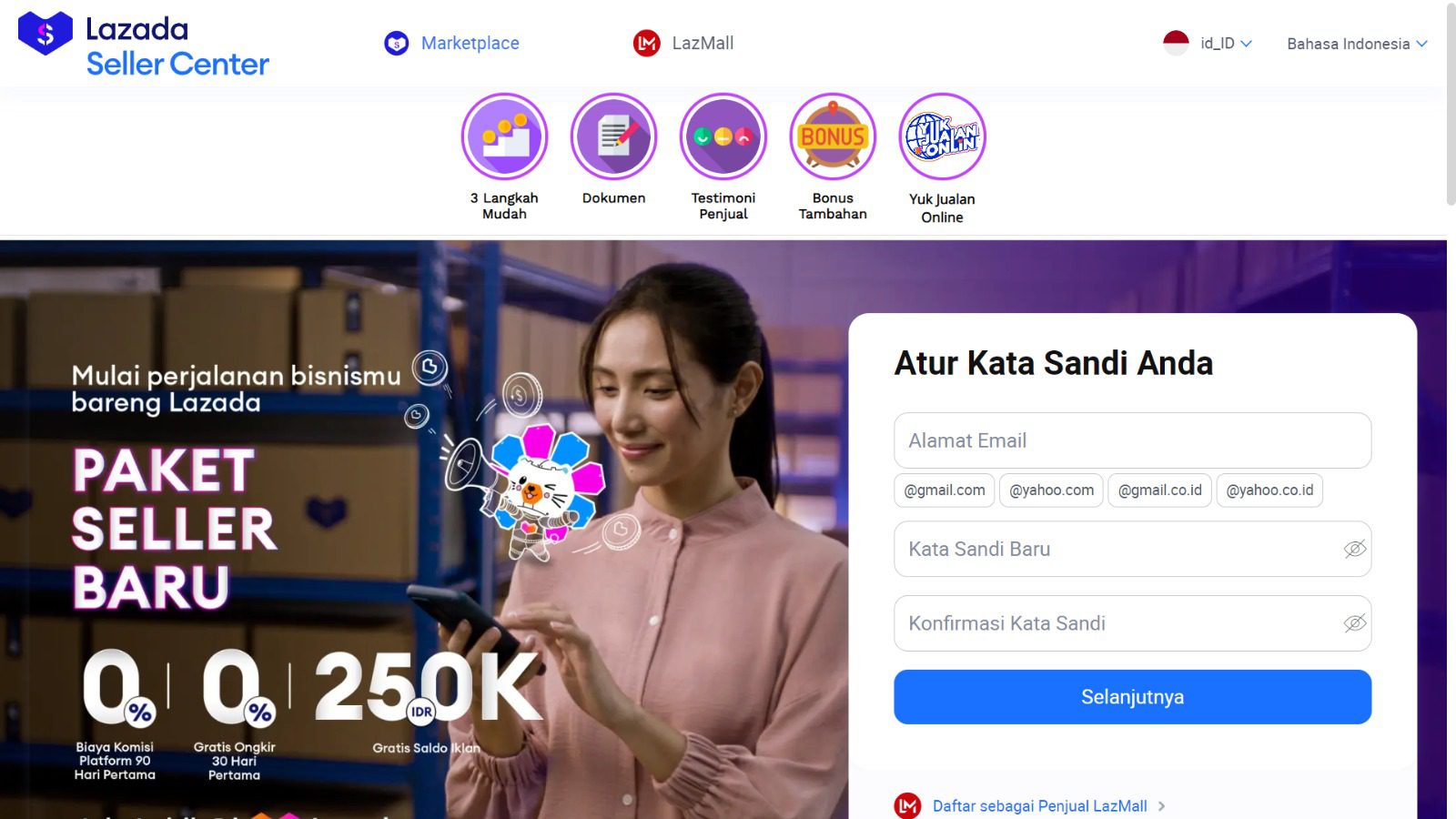 cara daftar jualan online di lazada