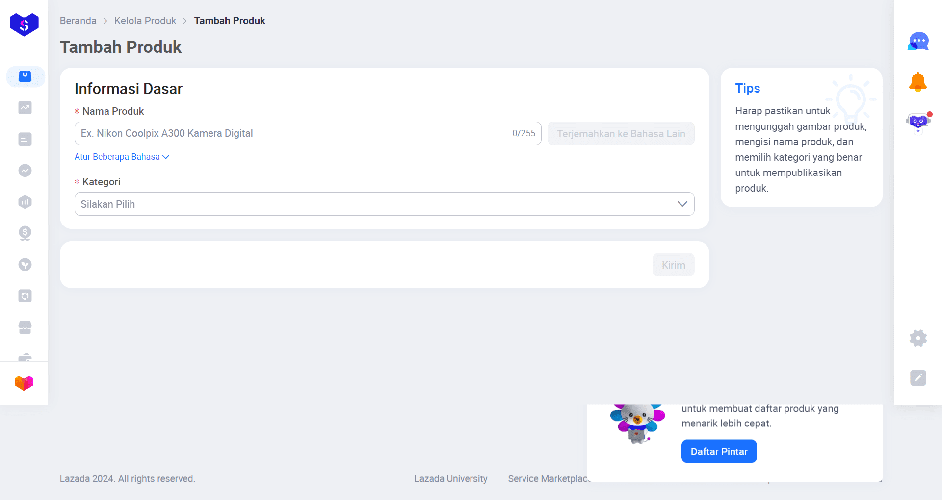 tambah produk di Lazada
