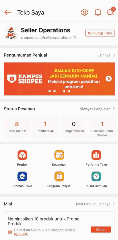 masuk ke profil seller Shopee