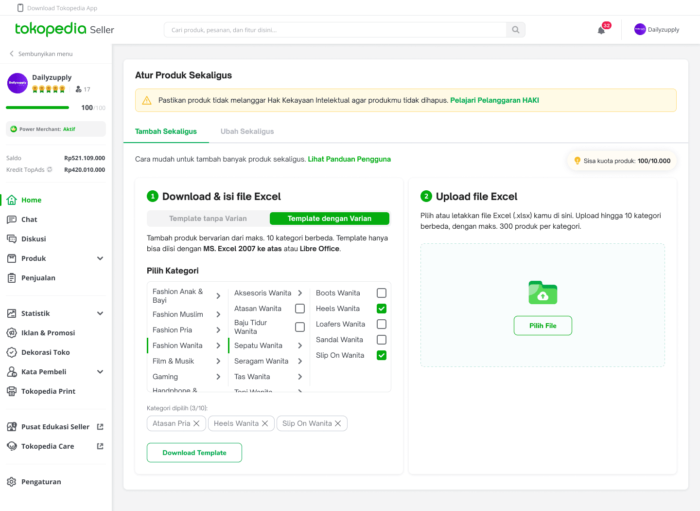 cara tambah kategori produk tokopedia