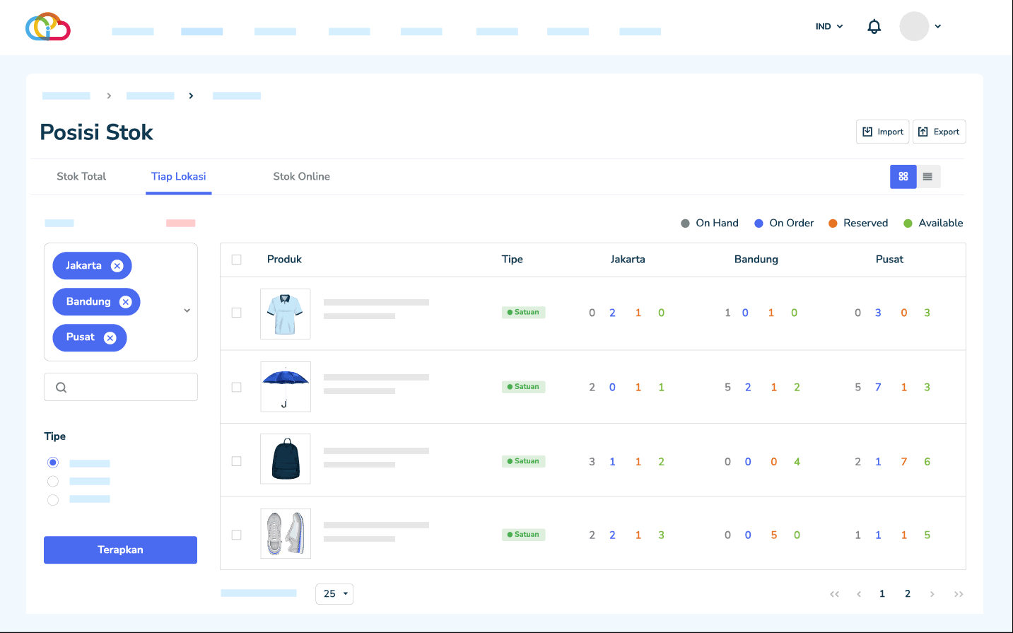 Penyesuaian Stok Terpusat