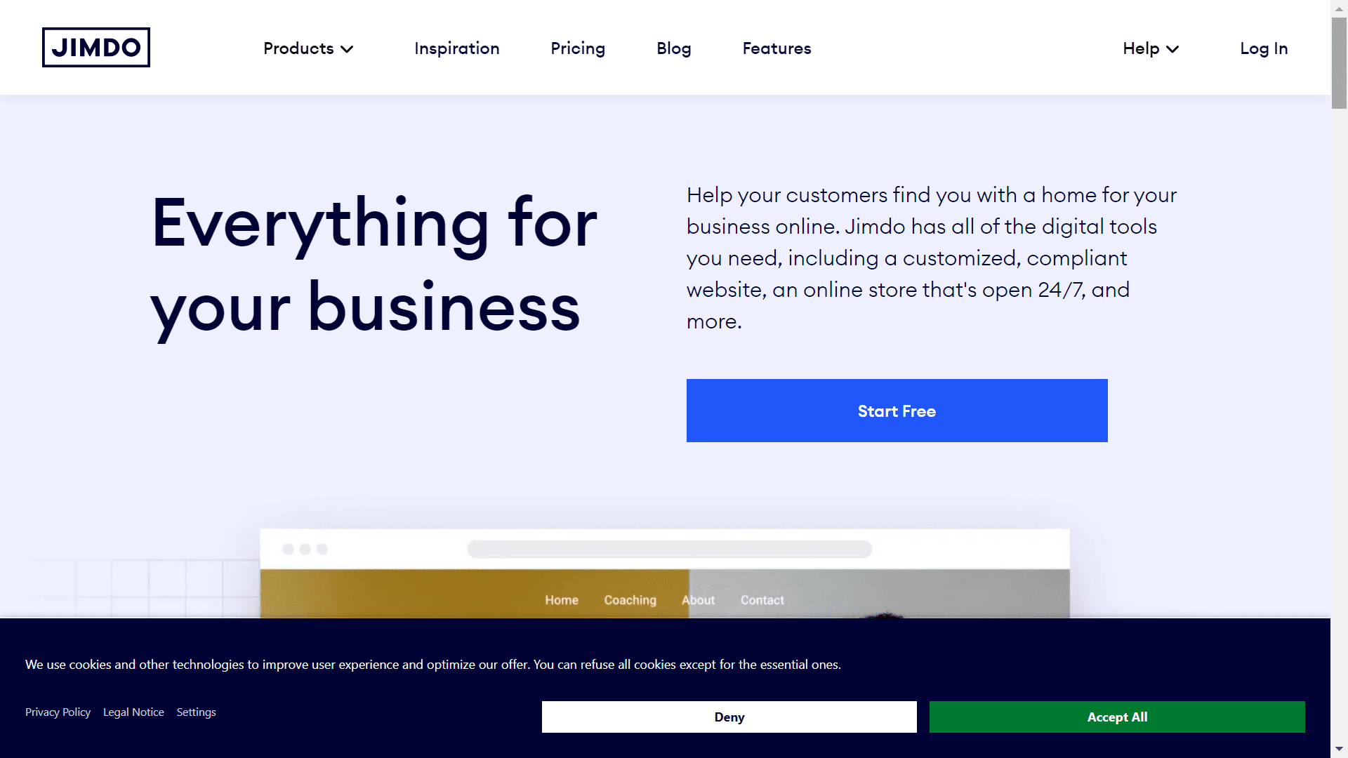 jimdo gratis website