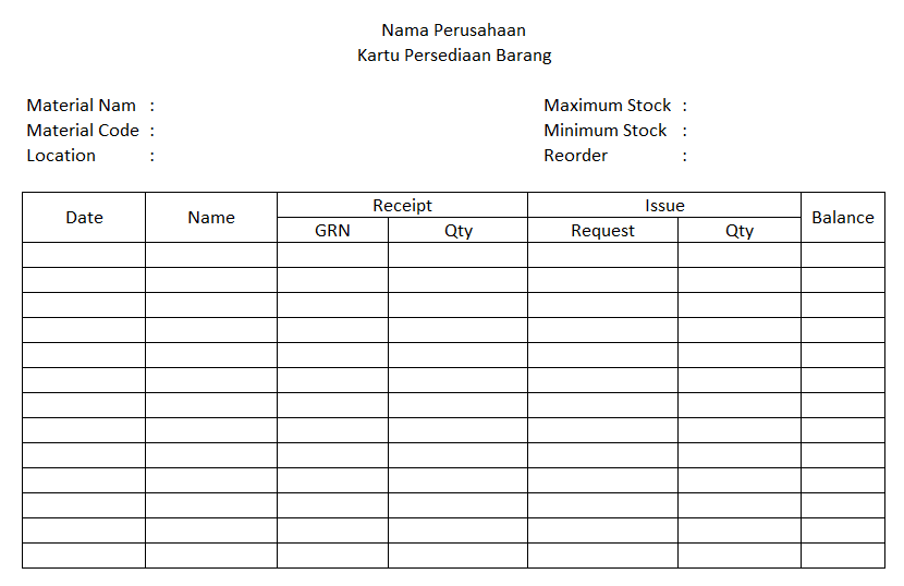 contoh kartu persediaan barang dagang