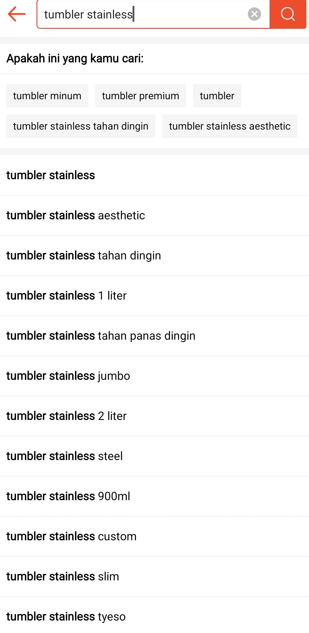 Kata kunci yang digunakan di SHopee