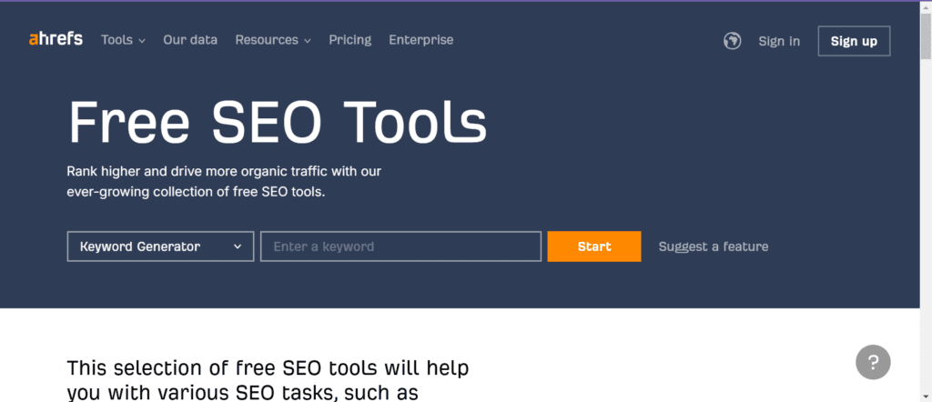 free seo tools ahrefs