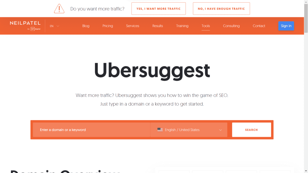 Ubbersuggest untuk tools seo