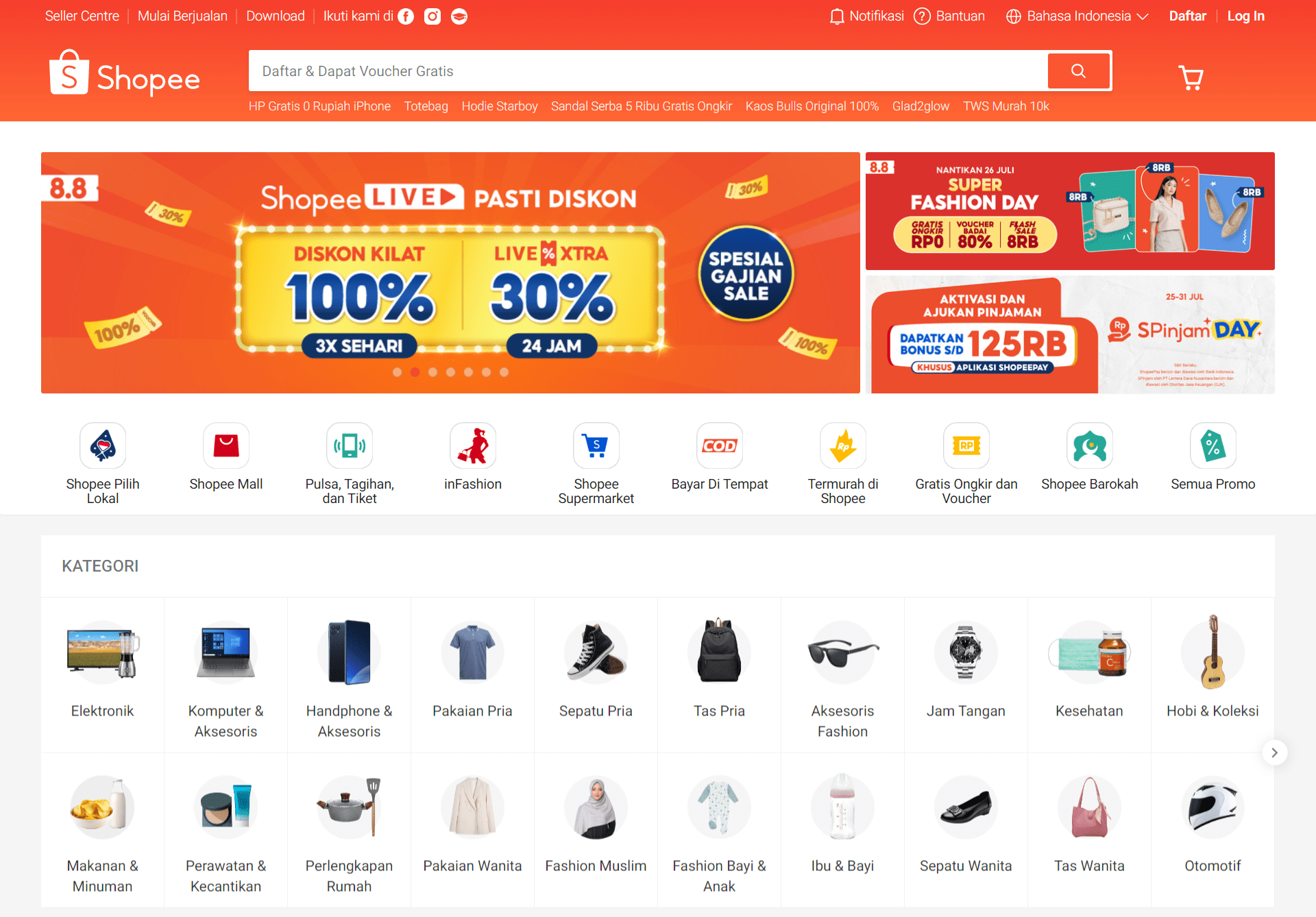 contoh marketplace di Indonesia adalah Shopee